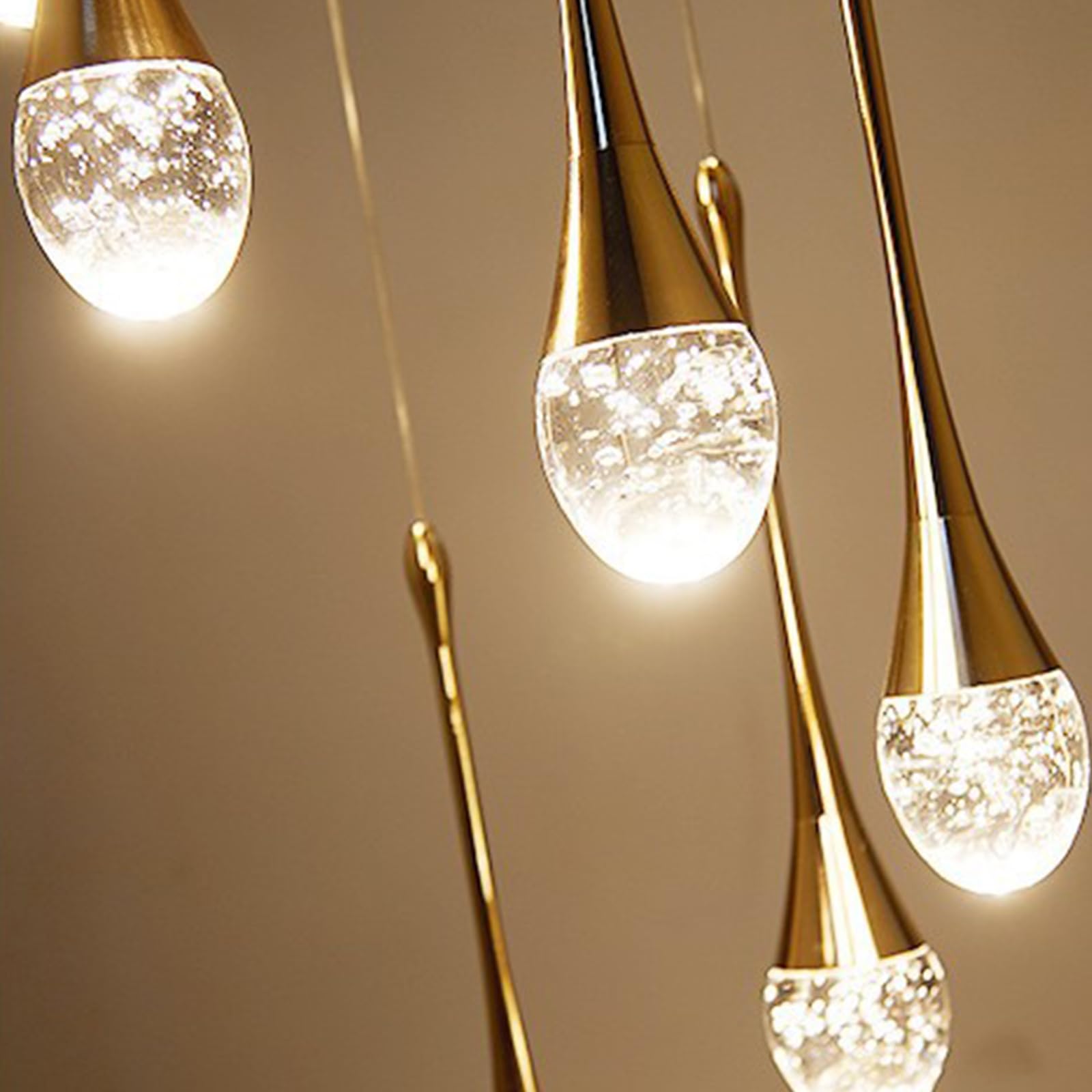 Lampadario a LED Moderno a Forma di Goccia d'Acqua per Villa, Lampada Lunga Duplex, 8 Teste