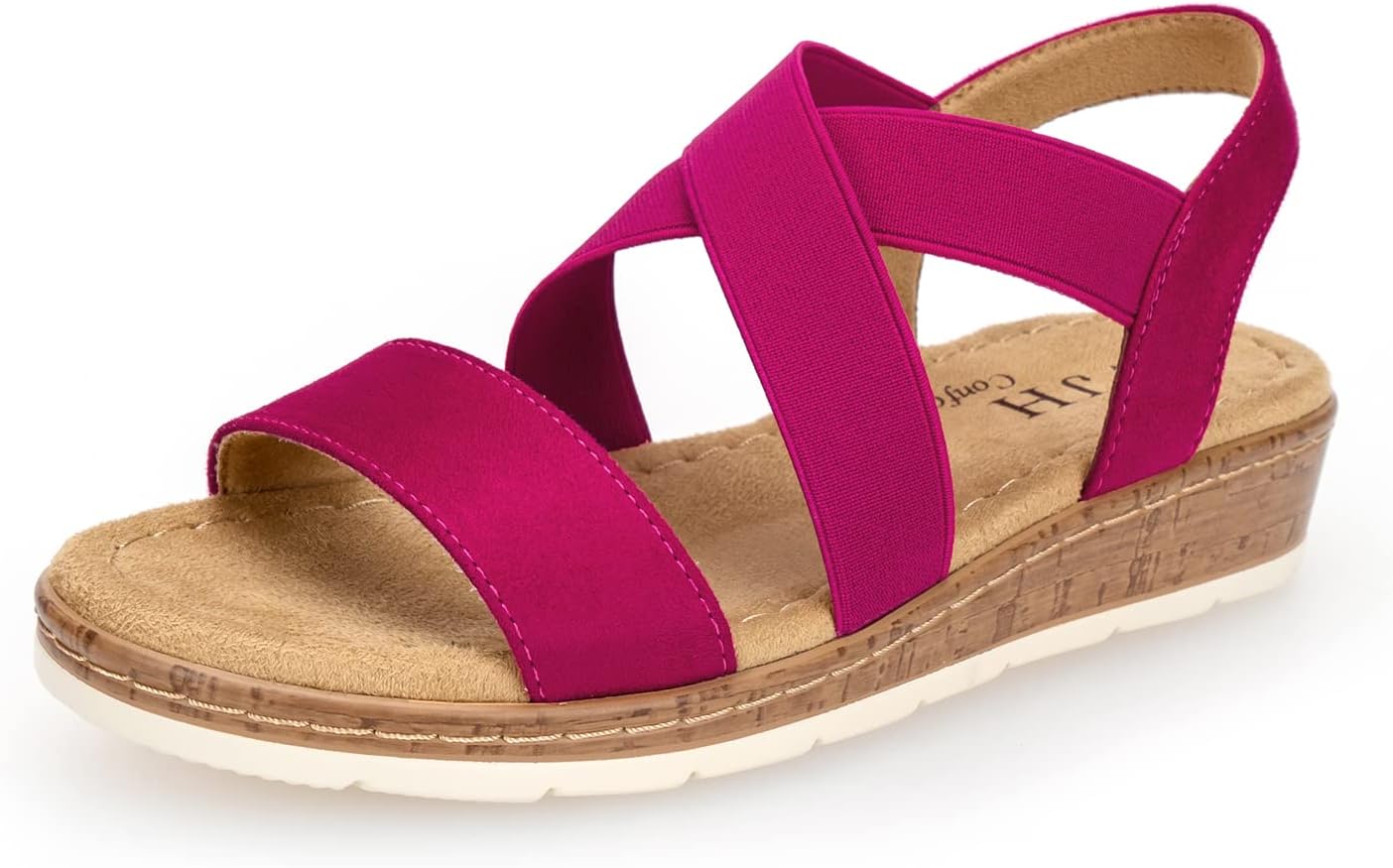 VJH confort Women's Flat Sandals, Comfort Slip-on Elastic Ankle Strap Slingback Light Weight Casual Walking Sandals