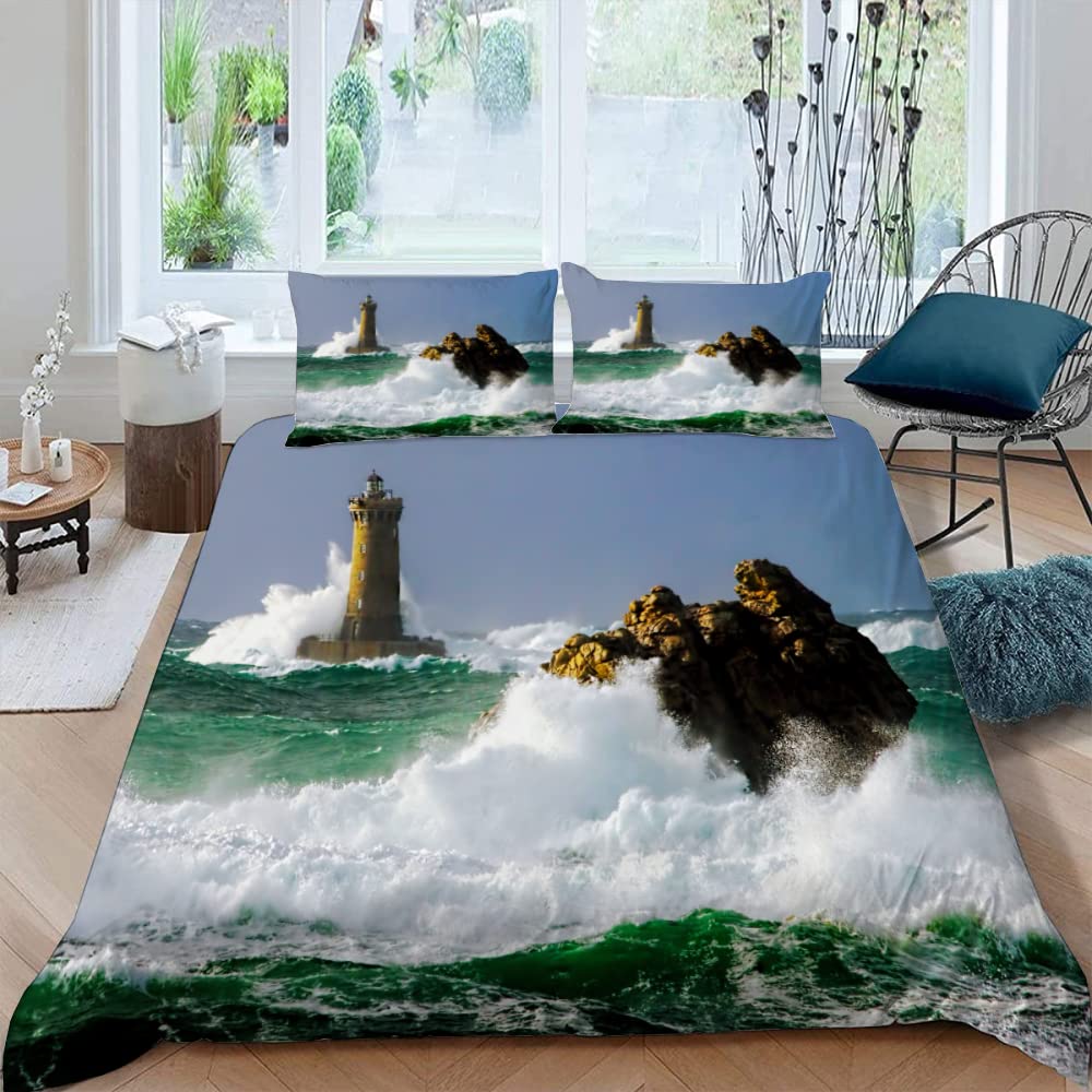 Housse de couette 3D paysage urbain en microfibre premium avec taies 65x65