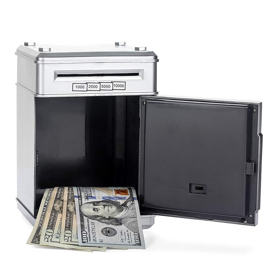 Amazon.co.jp: ATM 貯金箱 金庫 ダイヤルロック式 お札 コイン