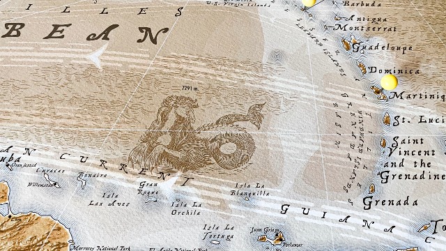 Amazon.com: Vintage Style Caribbean Islands Map with Modern