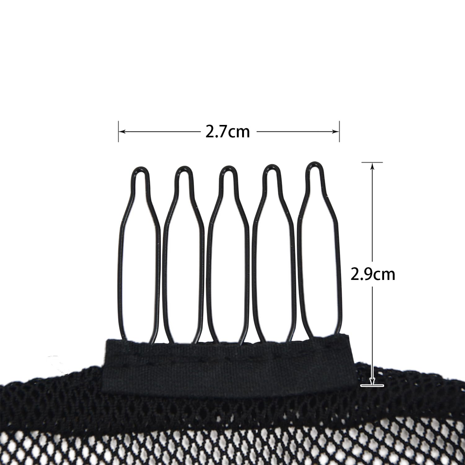 3 Pcs Black Round Weaving Net Cap Elastic Drawstring Ponytail Hair Net with Clips for Making Wigs And Afro Puff Hair Bun - Image 3