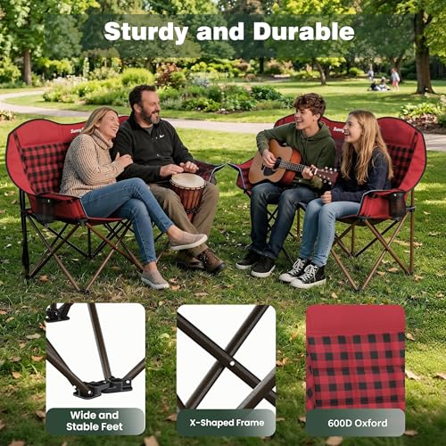 Image of SUNNYFEEL Double Camping Chair Oversized Loveseat for Adults