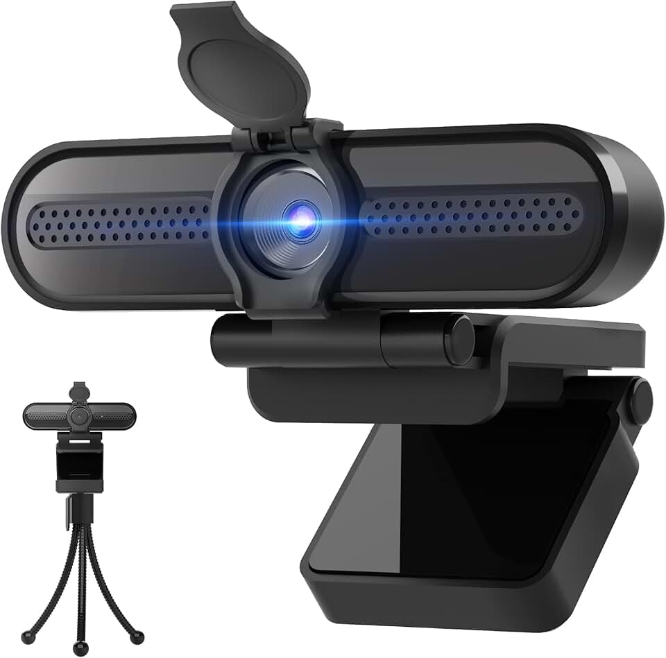 Webcam genérica 2K, câmera de streaming FHD com 2K/30fps, 1080P/60fps, foco automático, microfones com cancelamento de ruído duplo, capa de privacidade e tripé, para