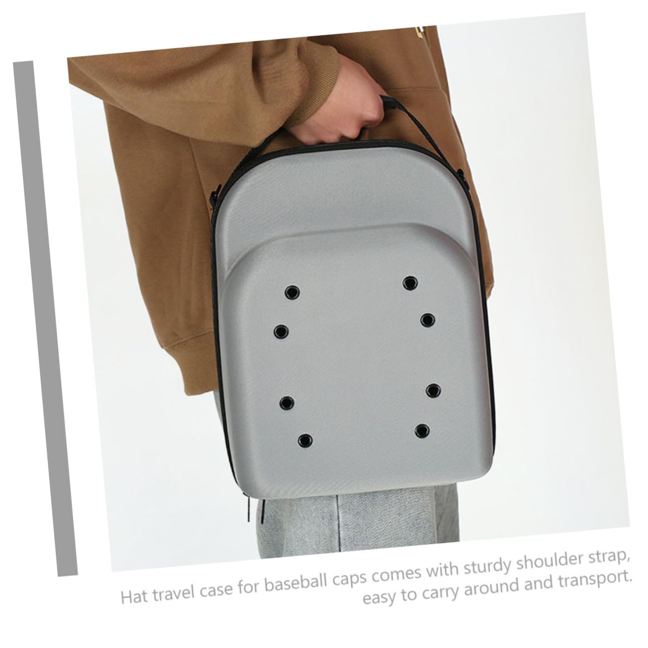 Cabilock Baseball Hat Storage Case Portable Hat Carrier for Travel Baseball Cap Organizer Breathable Cap Storage Bag with Strap