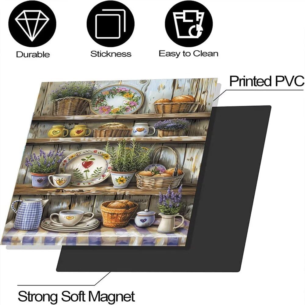 Vase Flowers and Bread Magnetic Dishwasher Cover-Cupboard Tableware Kitchen Decor Sticker, Dishwasher Door Magnet Decorative Cover,Refrigerator Magnet Decal 23x26inch