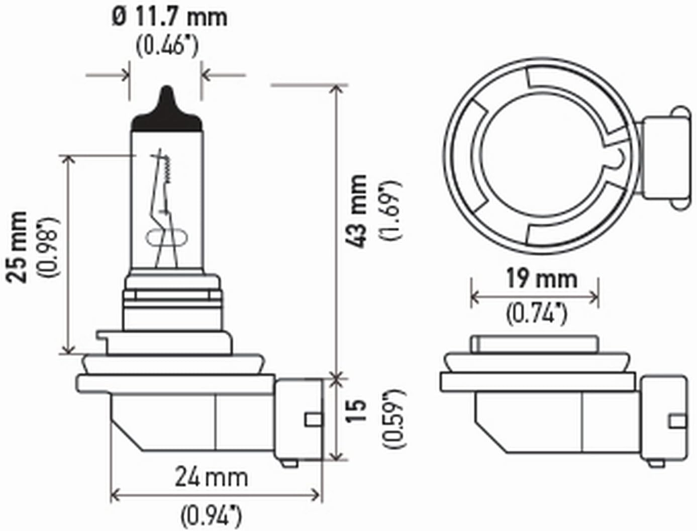 HELLA H8SB Standard Halogen Bulb, 12V, 35W