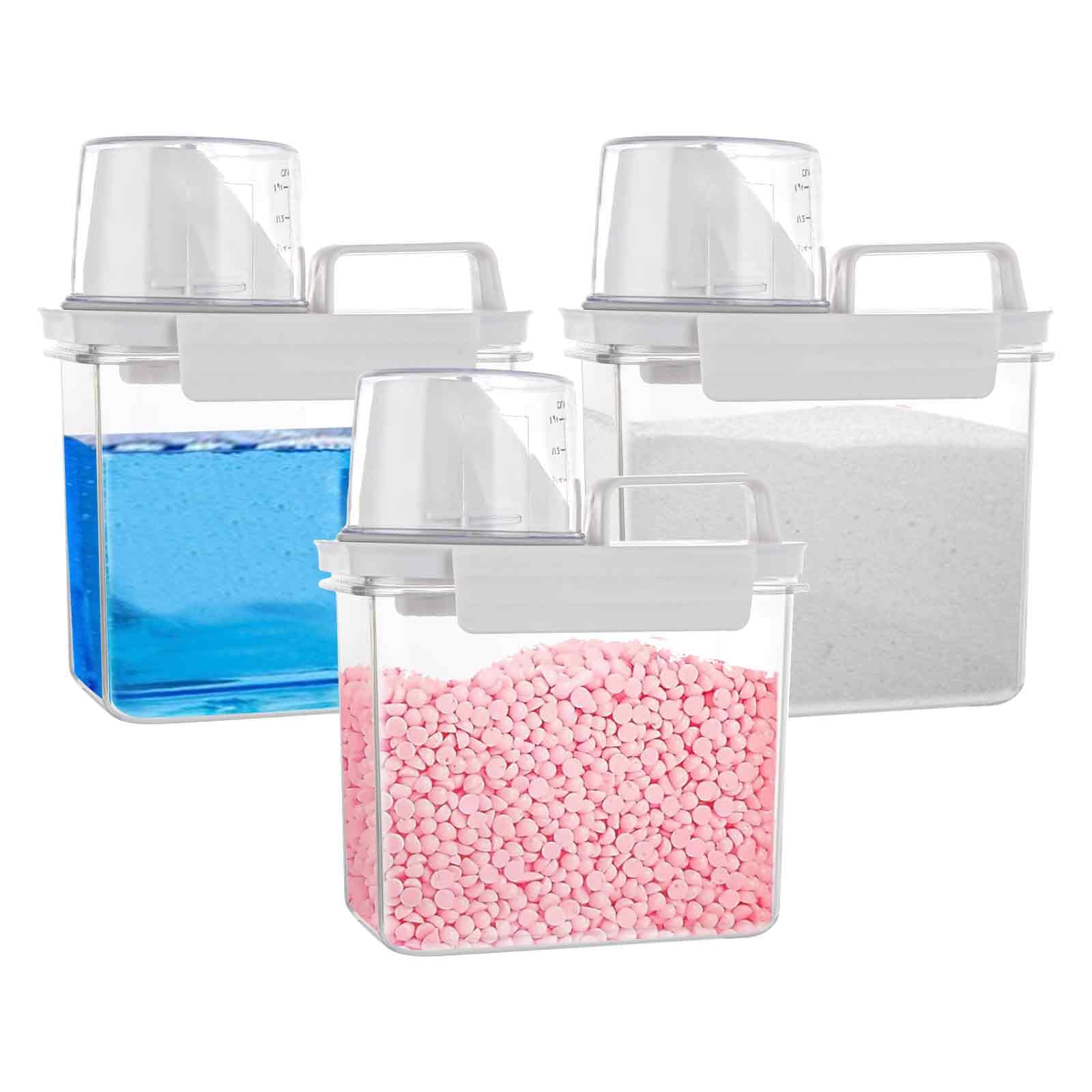 LOPYXBR 3PCS Washing Powder Storage Container, 1100ML Laundry Powder Storages, Dog Food Storage Container with Lid and Measuring Cup, Laundry Detergent Storages for Scent Booster, Laundrys Powders