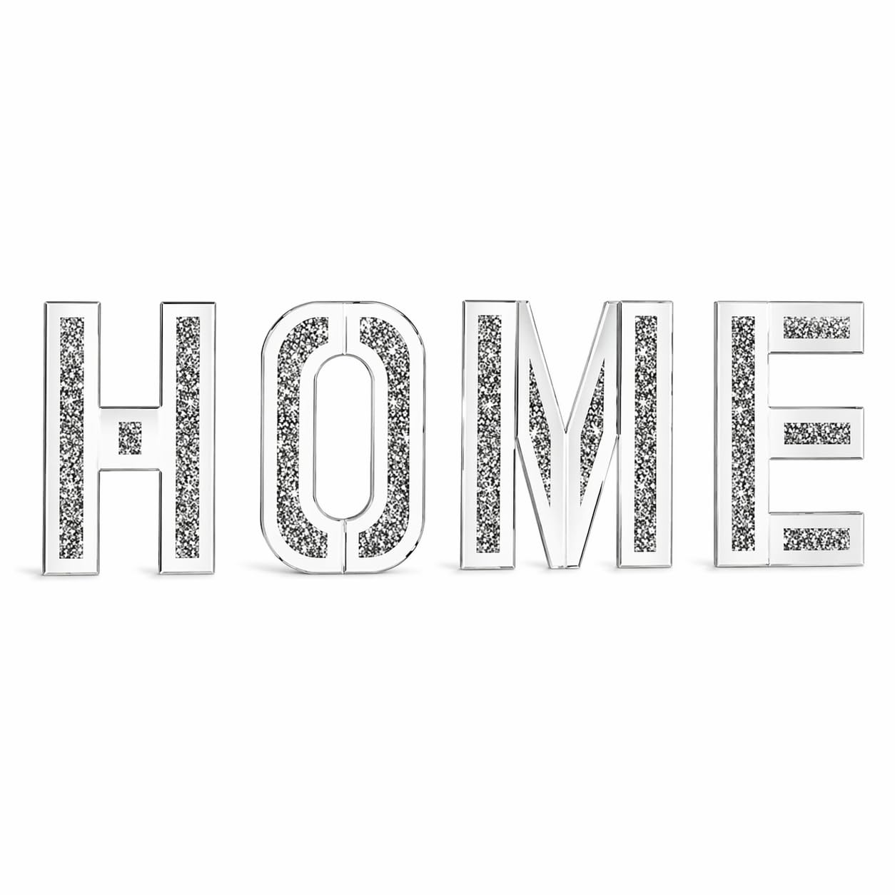 Segoy Silver Mirrored Diamond Large Home Letters Crushed Crystal Mirror Diamond Wall Art,Gift Ready Box 35X20cm