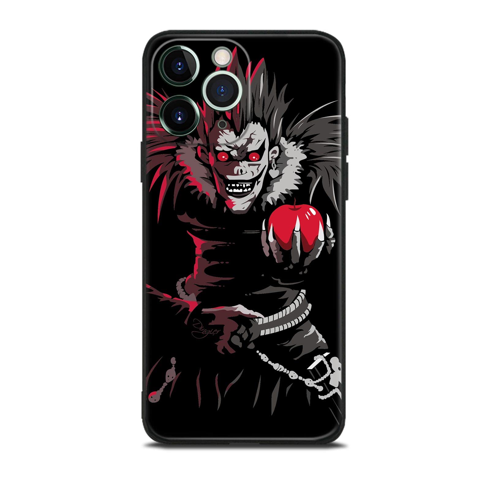 HEMINJYJEF Japanese Anime Non-Slip Manga Shell Design Pattern Anti-Drop Protective Cover Shockproof Phone Case (Ryuk Shinigami,for iPhone 13)