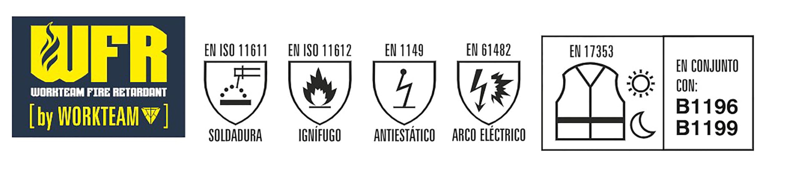 WORKTEAM B1496 Pantalón Ignífugo Antiestático Soldadura Arco Eléctrico Visibilidad Realzada Cintas Fluorescentes