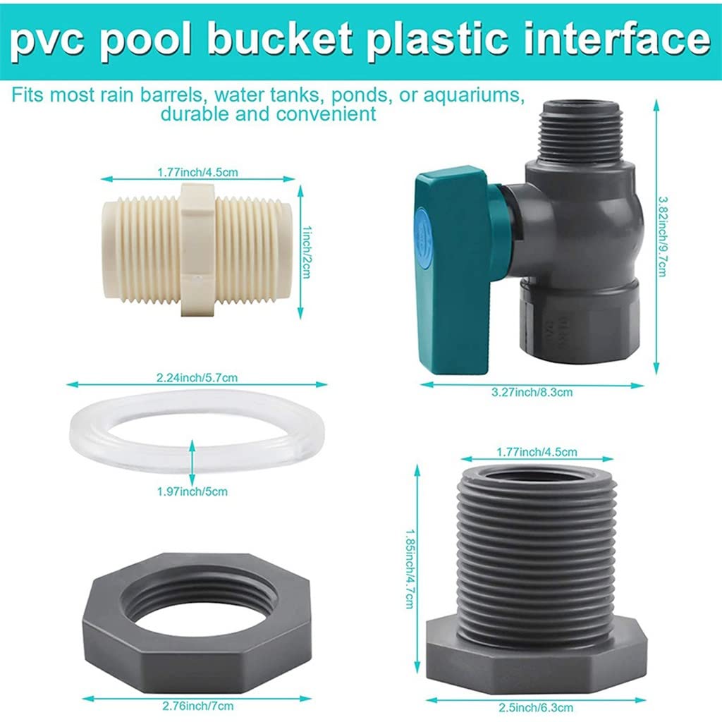 Valvola a globo in PVC, Palla in PVC. Kit deviatore a botte di pioggia Adattatore for rubinetto da giardino 3/4 for serbatoi d'acqua