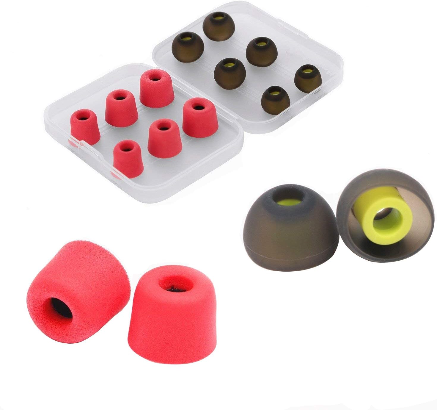 12 Pieces Memory Foam + Silicone Ear Pads Replacement S/M/L Size Comfortable Noise Isolating Headphone Accessories Kit Earbuds Ear Tips (Red)