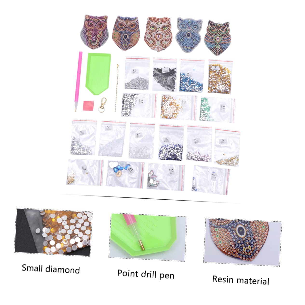 LIFKOME 15pezzi Portachiavi Forma Di Gufo Diamante Diy Pendenti Creativi Per Decorare Borse e Chiavi Attività Manuale Per Regali Unici Per Amanti Arte