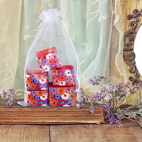 Image of Windyun 100 Pcs White Large Organza Bags Bulk 12 x 8 Inch Sheer Mesh Drawstring Gift Packaging Pouch Bags for Christmas Wedding Game Party Favor Supplies