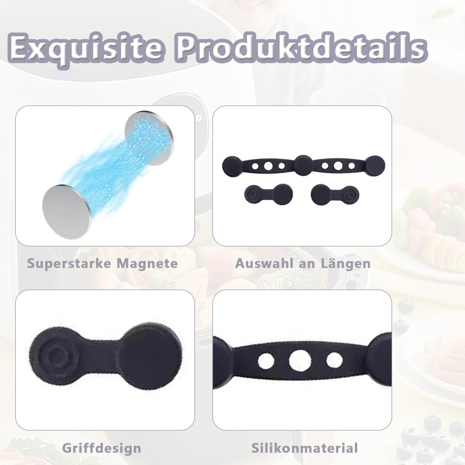 12Pcs Hebilla de Silicona Magnética Imanes Para Freidoras de Aire Resistente a Altas Temperaturas y Reutilizable Hebillas Magnéticas Accesorios para Airfryer para Sujetar Papel de Pergamino (gris) — view 3