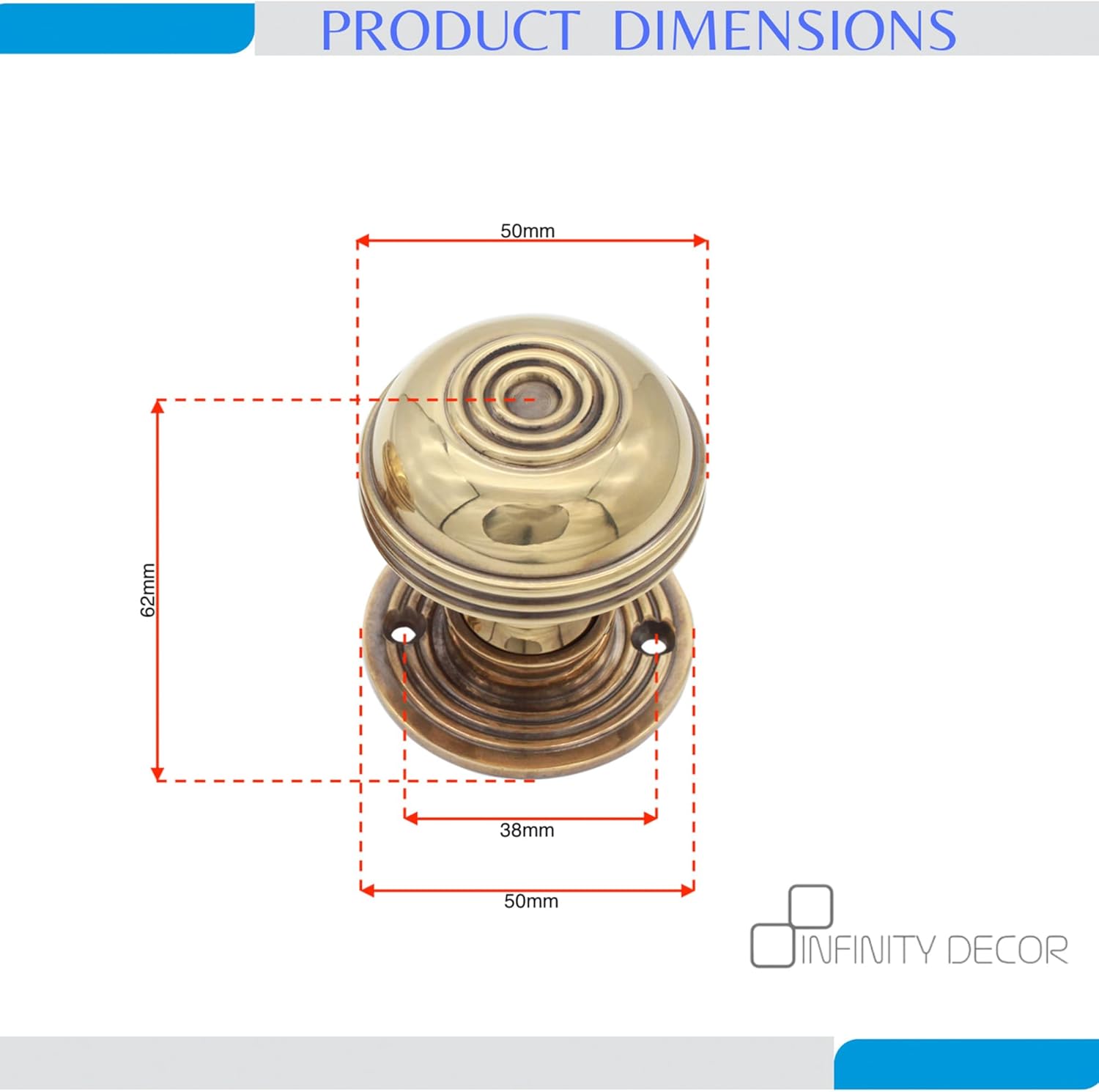 Reeded Bloxwich Rim Mortice Door knob 50MM with Escutcheons/Privacy Aged Brass (Door knob Only)