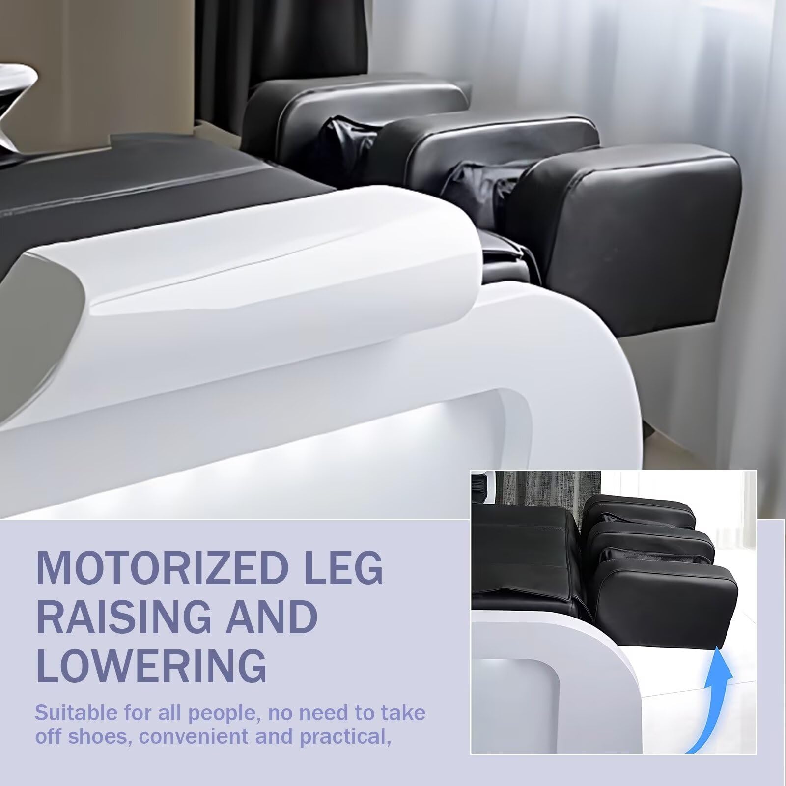 Professionelle Salon-Waschliege – Massageliege im modernen Streifendesign, Kopf-Spa-Ausstattung mit multifunktionaler Massage und integriertem Wasserkreislauf