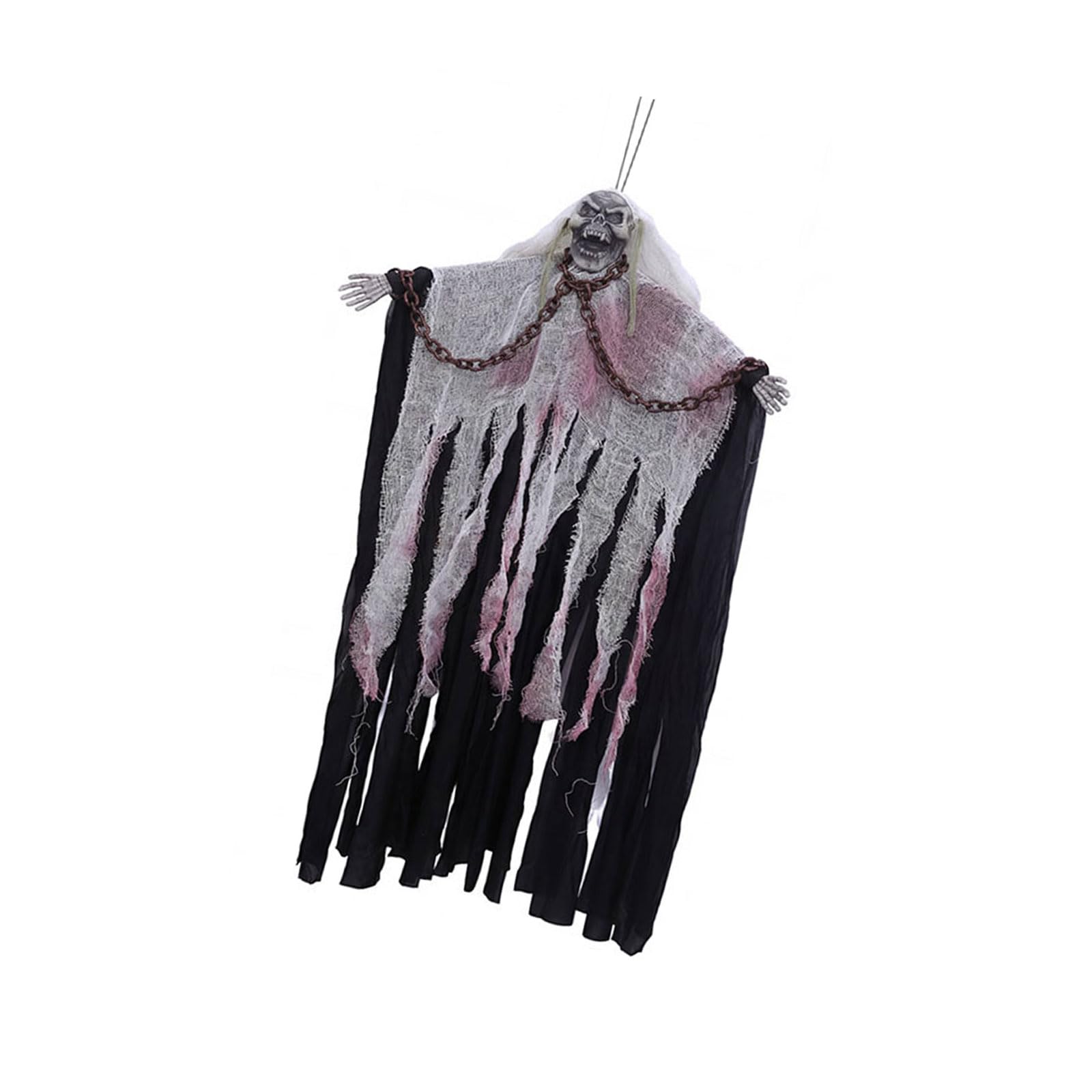 HZBB Terrifying Sound Responsive Glow in Dark Skeleton Specter Hanging Props Halloween Party Supply for Halloween Childproof Horror Night Props