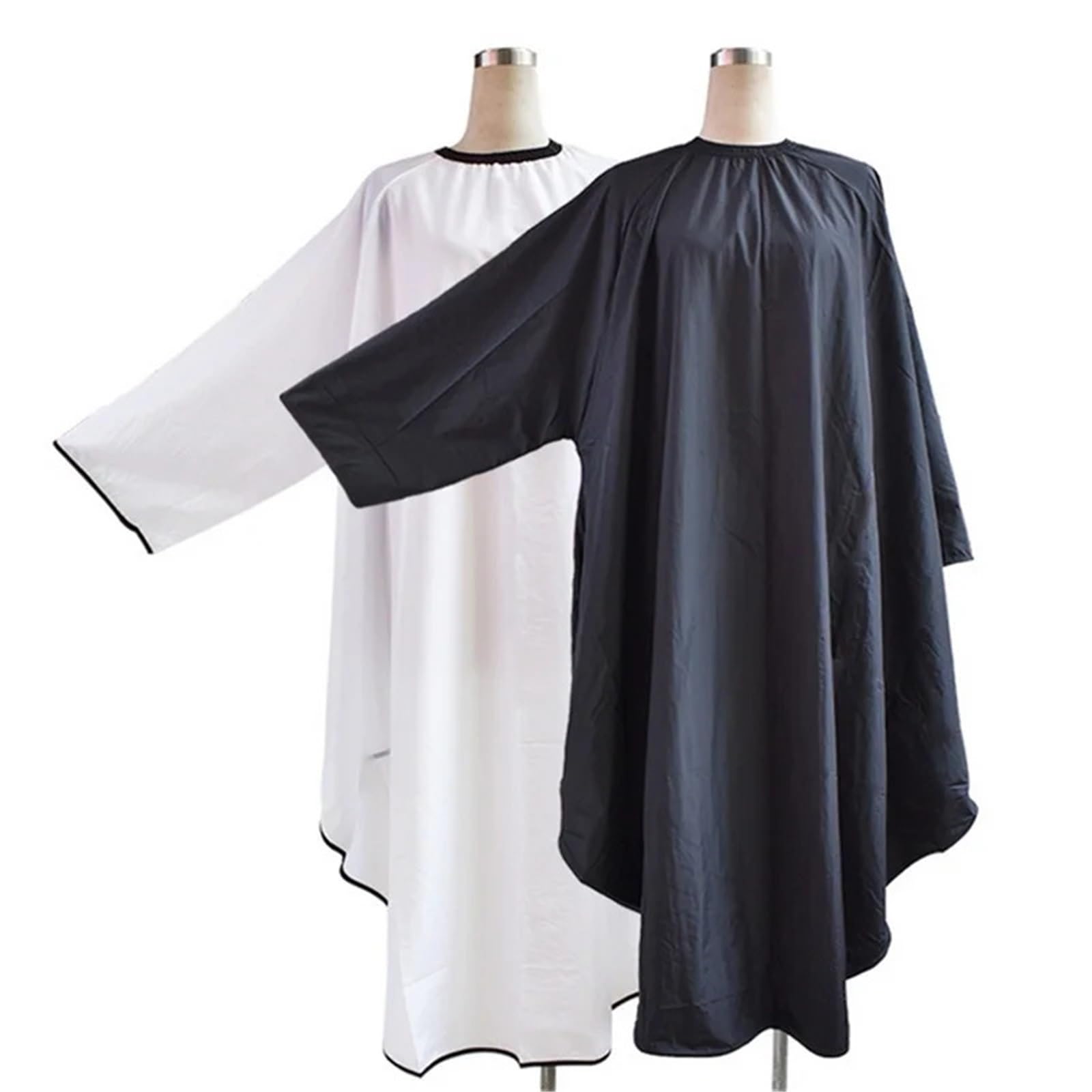 Capa Peluqueria 1PC 145 * 165cm Negro Blanco Manga Larga Impermeable Capa de Corte de Pelo Delantal for Corte de Pelo salón peluquería paño Bata Envoltura Profesional(White)