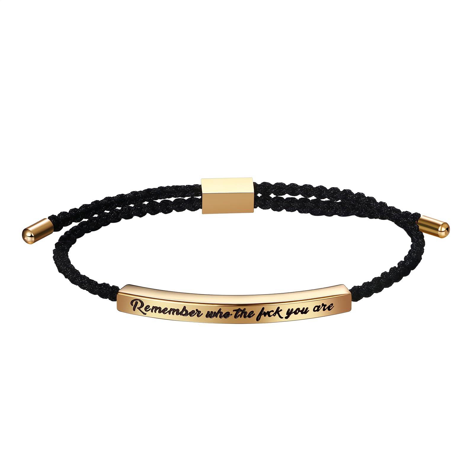 OIDEA Unisex Armband geflochten mit Gravur: Gold mit Gravur Remember who the Fuck You Are Motivationsschmuck verstellbar Handgelenk Geschenk Damen Herren