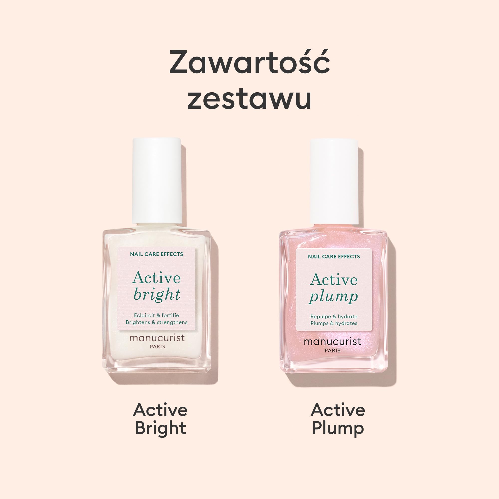Manucurist – Duo Active – pielęgnacyjne lakiery do paznokci Active Bright i Active Plump – Wzmocnienie paznokci – lakiery utwardzające