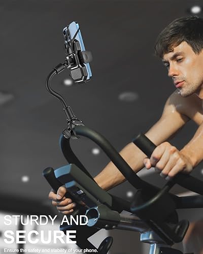 Miniatura 6 de woleyi Soporte de teléfono para bicicleta giratoria de cuello de cisne, soporte para teléfono celular con clip para manubrio, bicicleta