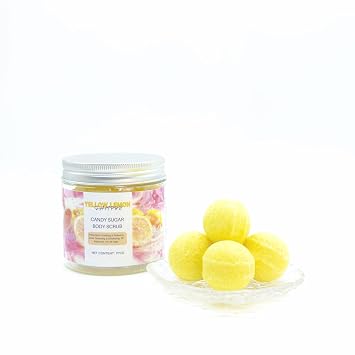 Exfoliating Body Scrub | Candy Sugar Body Scrub | Removes Dead, Dry Skin for a Soft & Hydrated Feel | Nourishing Essential Body Care YELLOW LEMON