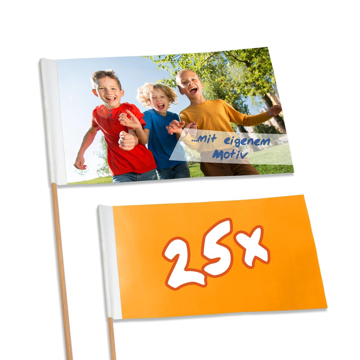 Kopierladen Karnath GmbH Bandierine di Carta/bandierine pubblicitarie Inclusa Stampa di Motivo Personalizzato, ca. 250 x 120 mm, 25 Pezzi
