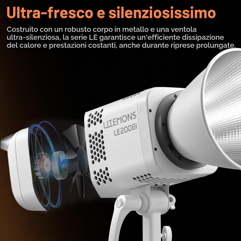 GODOX LE200Bi 220W Kit luce video LED COB bicolore con 90×60cm softbox a sgancio rapido, stativo da 280 cm / 9,18 piedi, 2800K-6500K, CRI 98+, Bluetooth/DMX per studio, produzione video YouTube bian