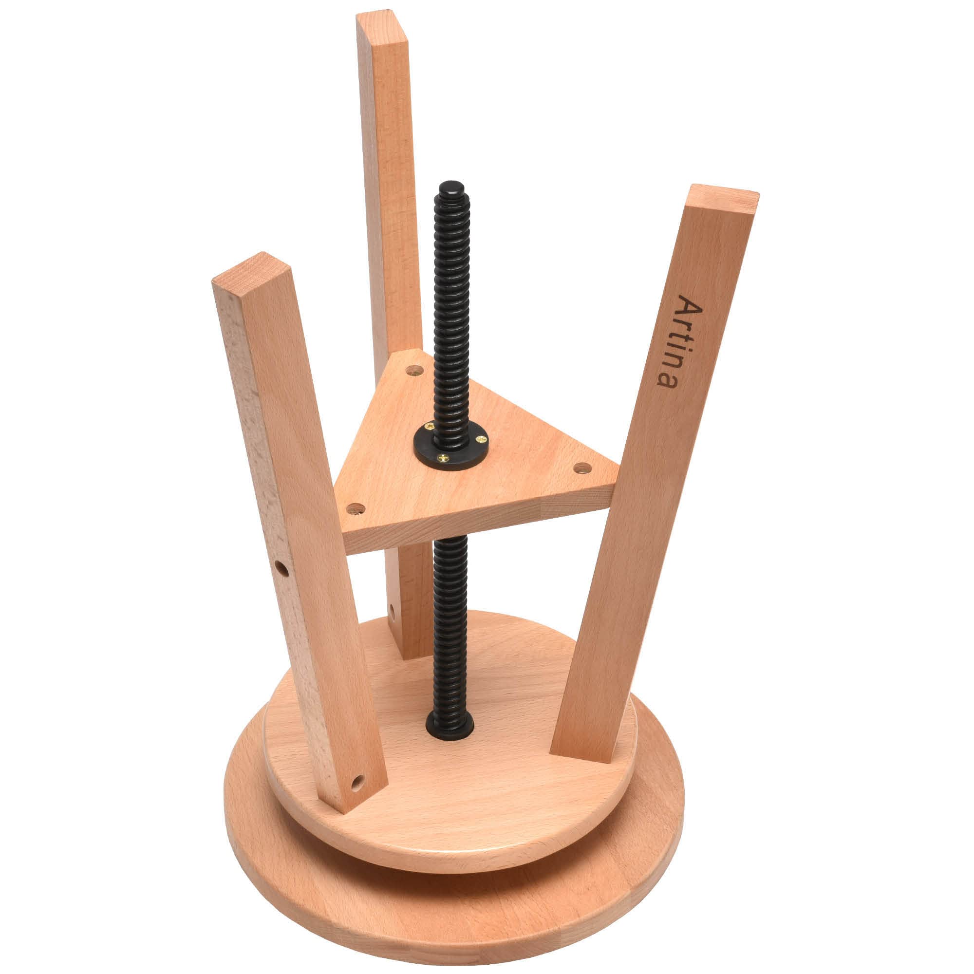 Artina Arles Taburete Redondo de Madera para Pintar – Taburete de Madera Ajustable en Altura, Taburete de Studio – Taburete de Taller con 3 piernas de Madera de Haya masiva – Taburete Giratorio