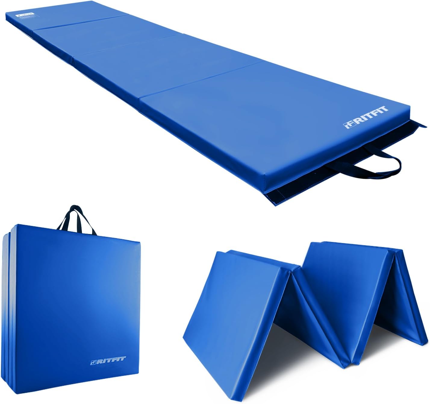RitFit 2 Inch Thick Folding Gymnastics Mat with Handles - 3x6ft, 4x8ft, 4x10ft, 2x8ft for Yoga, MMA, Stretching, Home Gym Flooring