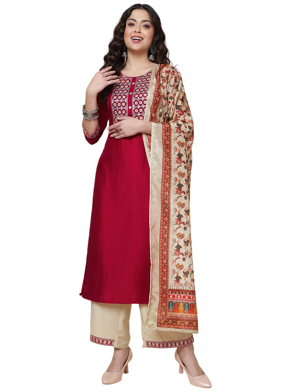 yipsy fashion Women's Poly Cotton Embroidery Kurta Pant Dupatta Set-picture-15