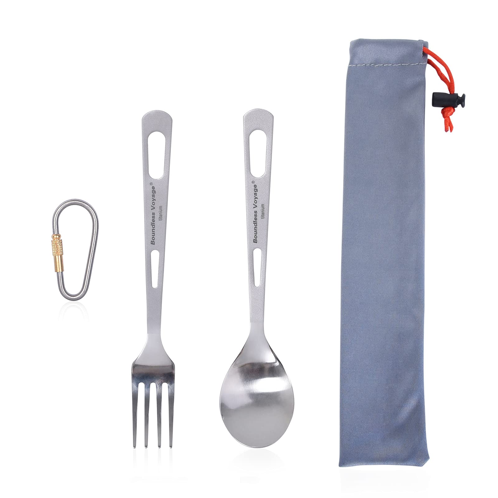 Boundless Voyage Ultra Light Titanium Spoon and Fork Set Camping Outdoor Tableware Cutlery Set, Ti1559bq