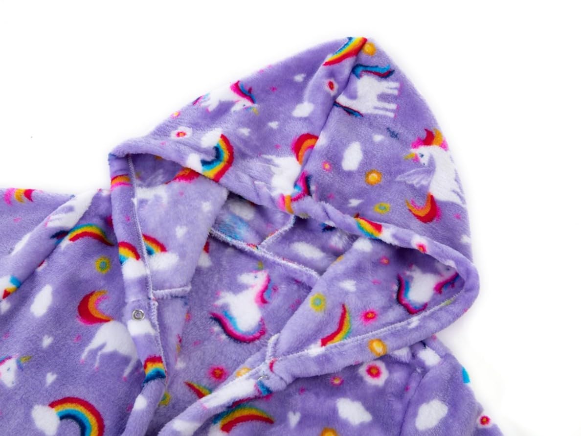 Bademantel Kinder mit Kapuze für Jungen Mädchen Bademäntel Morgenmantel kuschelig warmen und weichen Pyjamas Kleinkind Coral Fleece Hoodie Roben 2-9 Jahre