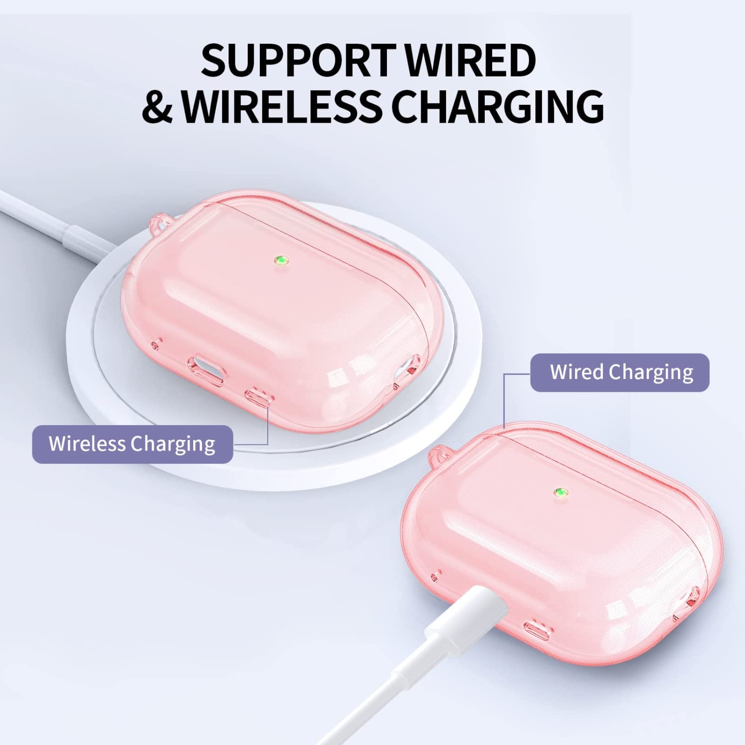 Airpod Pro 2nd PERSONALLY YOURZ Case Cover Compatible with Airpod Pro 2 (2022) Transparent Airpod Pro 2nd Generation Case with Carabiner & Nylon String-Support Wireless Charging (PEACH) - Image 4