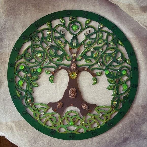 Image of ADIKALA Life of Tree in Round Shape with Cutting Design, DIY Base | Art Decor | Showpieces for Home Decor | Office | Wall Hanging Decoration Items 8. INCH Set of 12