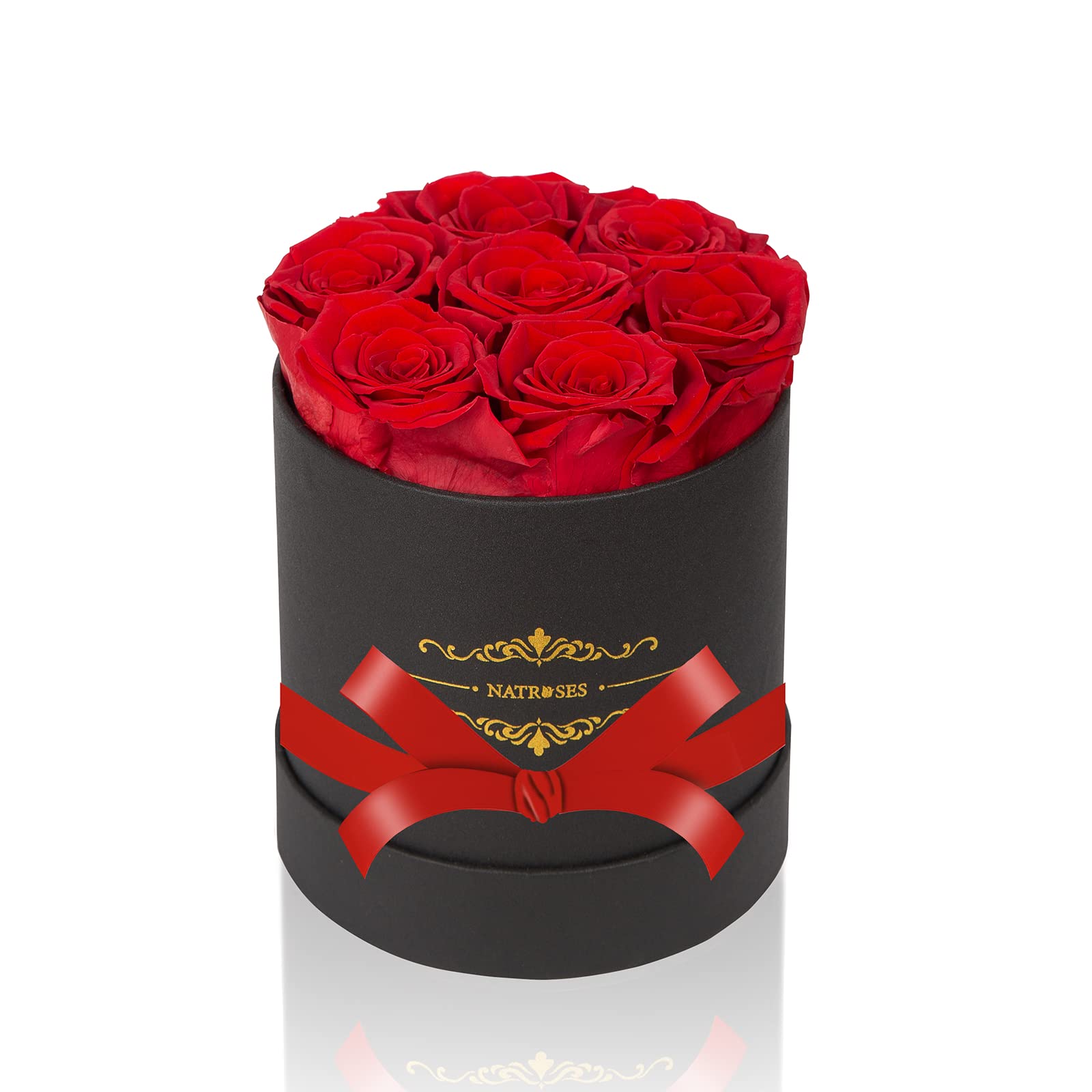 NATROSES 7 Piece Preserved Roses in a Box, Preserved Flowers for Birthday, Flower Gifts for Mothers Day (Red)