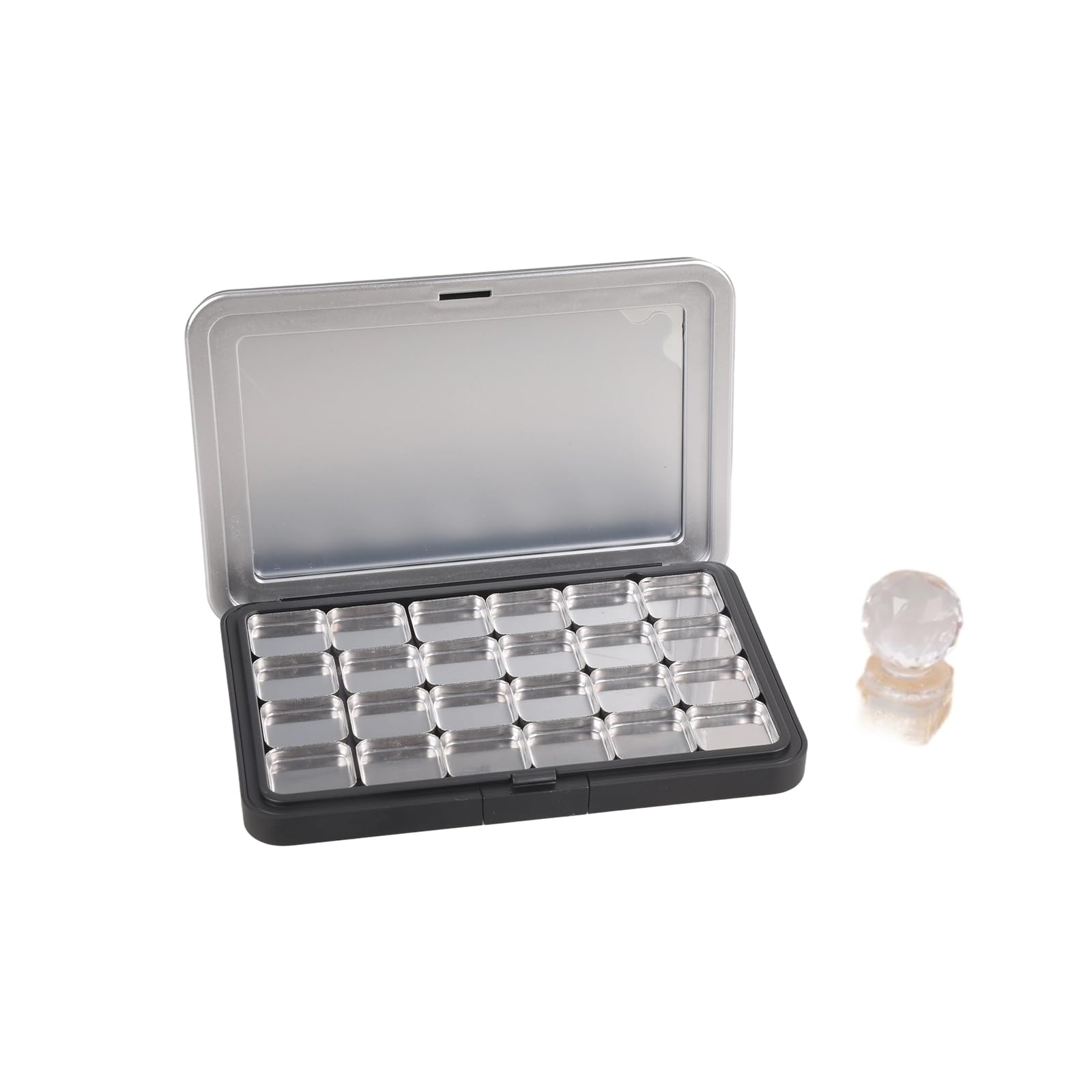 Oxxggkao Black Makeup Organizers with Glasses Delicate Size for Easy Carry Protects Eyeshadow Blushes Refills Black Cosmetic Organizers