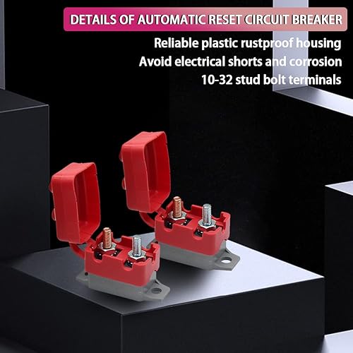 Miniatura 5 de 4 disyuntores de circuito de reinicio automático de CC 12 V-24 V con perno de cubierta, accesorios de repuesto automotrices para cargadores de