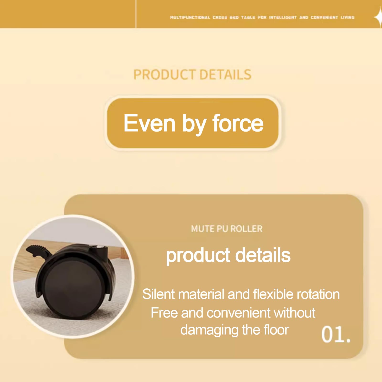 Overbed Table With Wheels, Height Adjustable 65-95cm Computer Desk Standing Workstation Food Tray Desk Rolling Medical Table For Home And Hospital Twin/Full/Queen/King Size Bed Frame(Color:Black