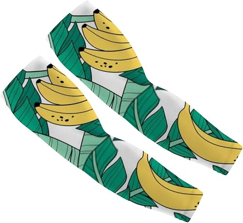Vantaso Mangas de compresión con protección solar UV, diseño de hojas de plátano, cubierta de tatuaje S-XXL