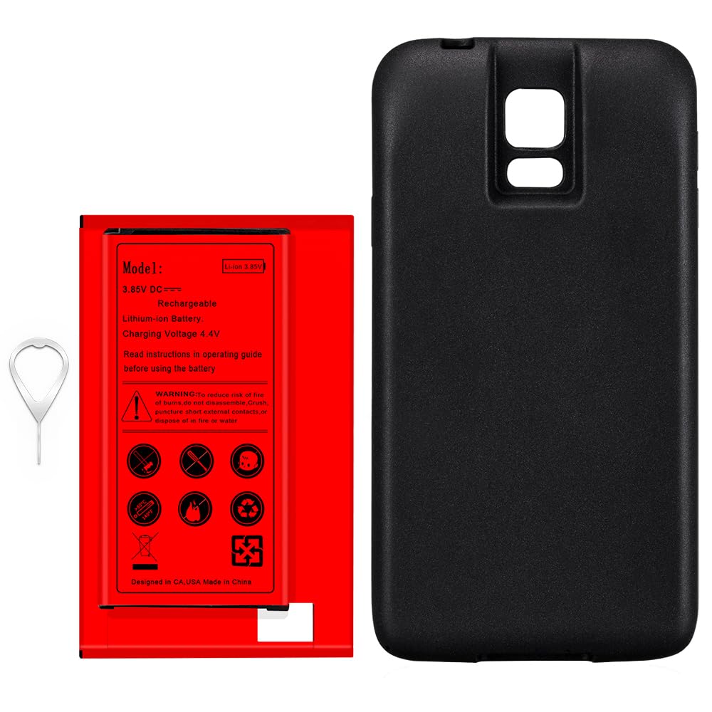 Long Endurance Upgraded 8900mAh Extended Excellent Battery Full Edge Protection TPU Case Cover SIM Card Pin Compatible with AT&T Samsung Galaxy S5 SM-G900A