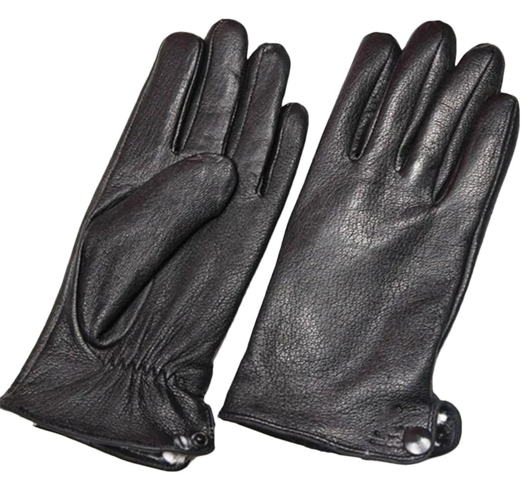 Gants en cuir pour homme avec doublure en polaire fine pour l'hiver et la chaleur et l'épaississement de la moto