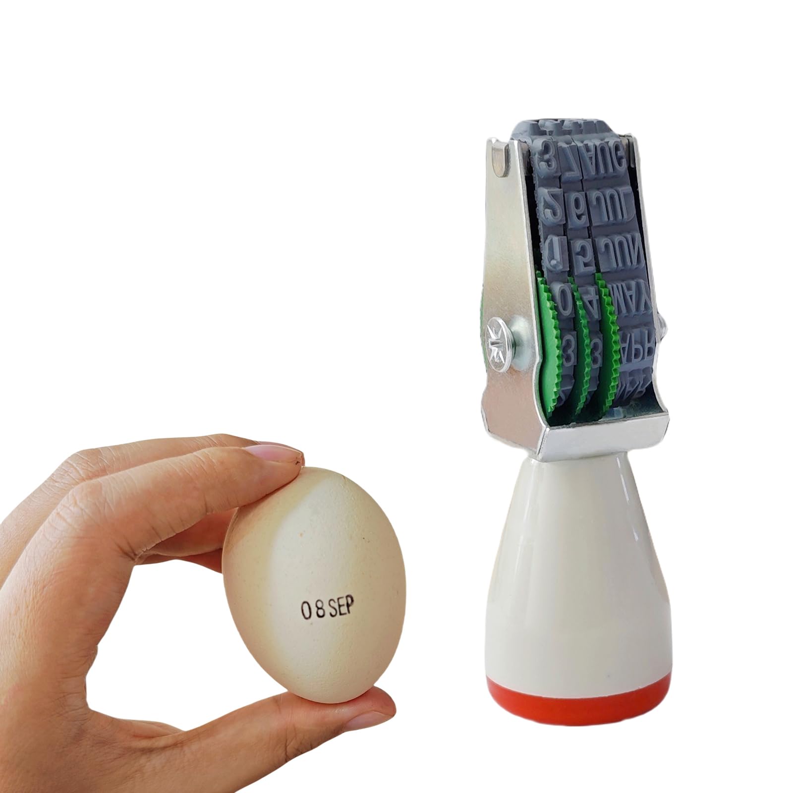 Homvik Egg Date Stamp for Fresh Eggs Rubber Egg Stamper, Suitable for Chicken Duck Turkey Quail Eggs Without Ink Pad