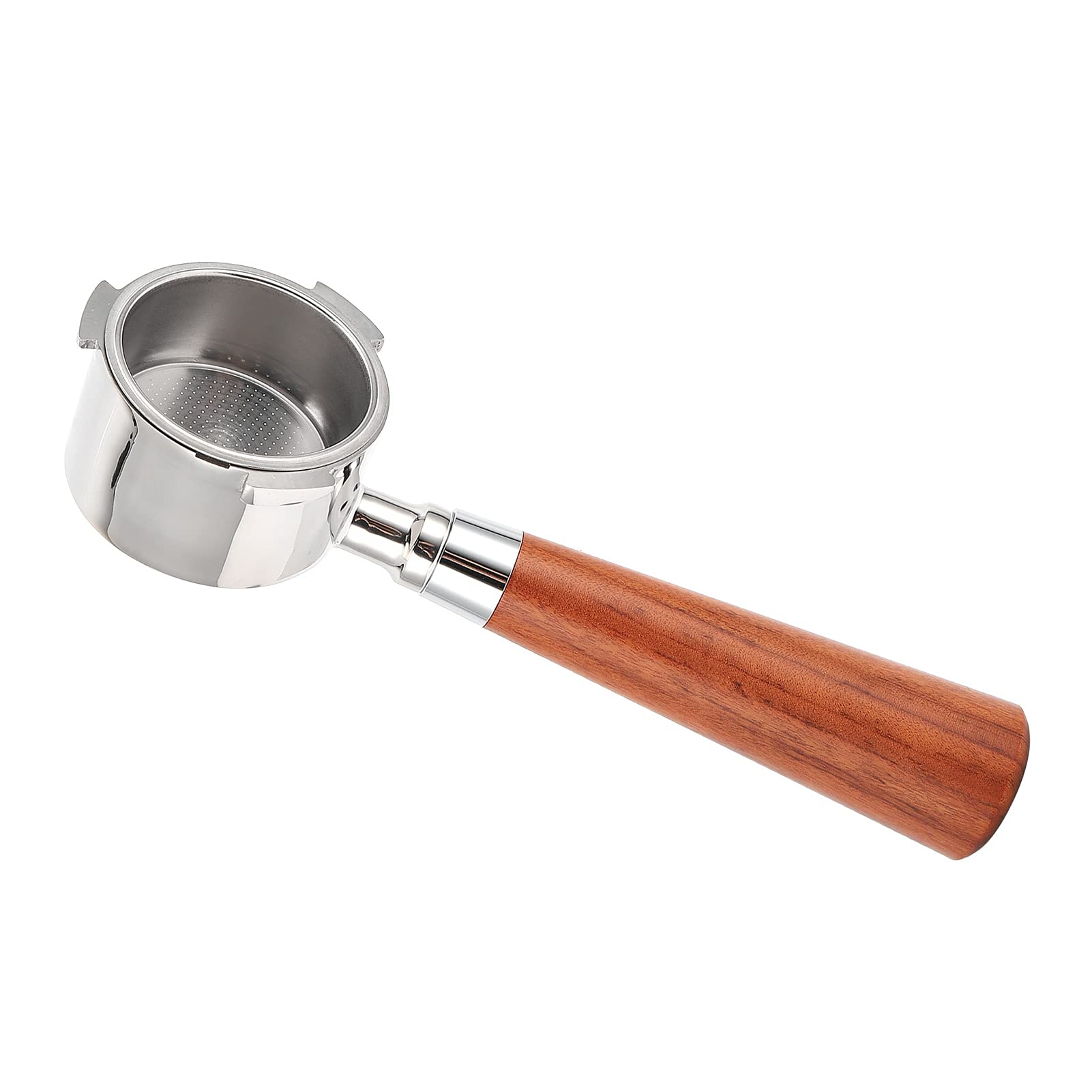 Kolba do kawy bez dna Uchwyt filtra ze stali nierdzewnej Narzędzie do wymiany kosza Akcesoria do ekspresu do kawy Ergonomiczny drewniany uchwyt Stabilna praca Prezent z domowego (Palisander 54 mm)