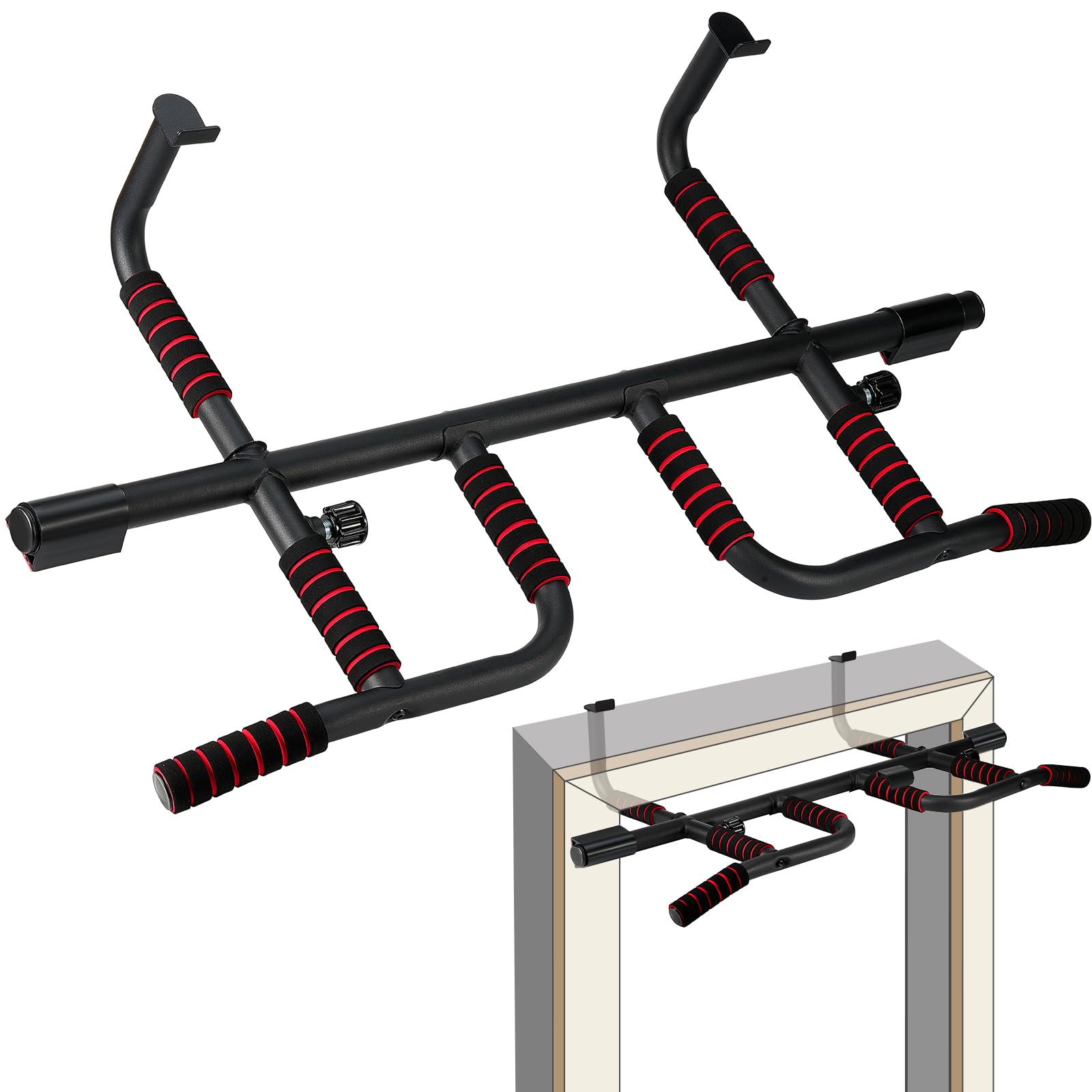 Pull Up Bar for Doorway : 2025 New Pullup Bar - Industrial Grade Steel, Hang & Go Training, Multi-Grip Horizontal Array
