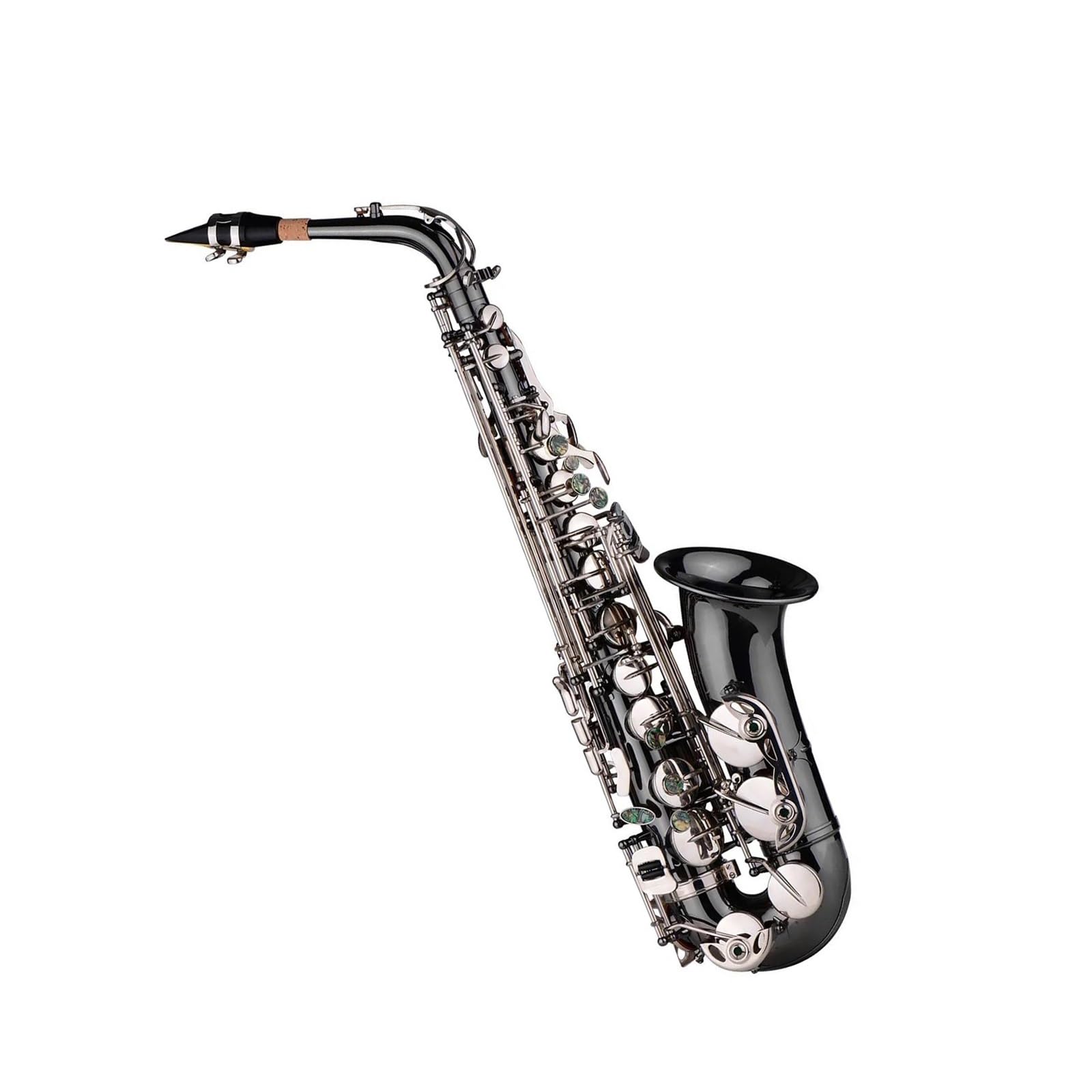 Professionelles Messing Ellbogen Eb Altsaxophon In Es Schwarz Nickel Finish Mit Zubehör Standard-Saxophon