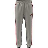 adidas Homme Essential Three Stripes Fleece Pant, Wonder Alumina/Pure Ruby