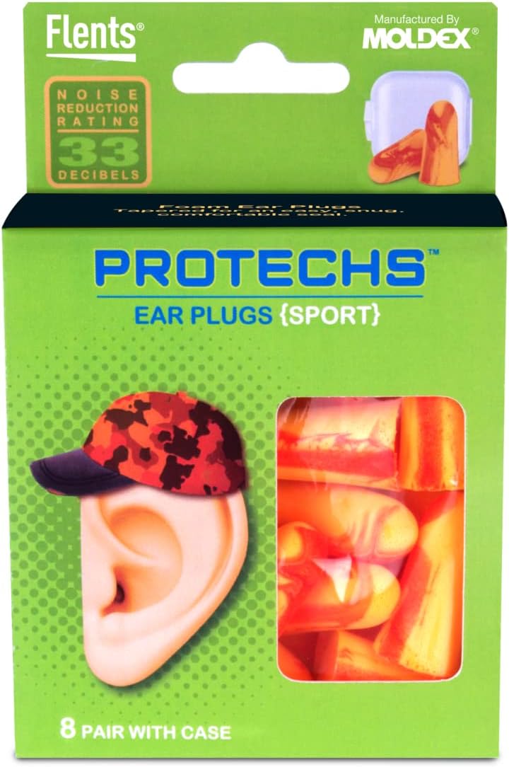 Flents Protechs Reusable Sport Ear Plugs, Ideal For Extreme Noise, Reduces Pressure And Background Noise, 8 Pairs With Travel Size Case, Easy Use With Comfort Fit, NRR 33, Orange, Made In The USA image 2
